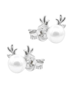 Pearl Reindeer Silver Stud Earring STS-6955